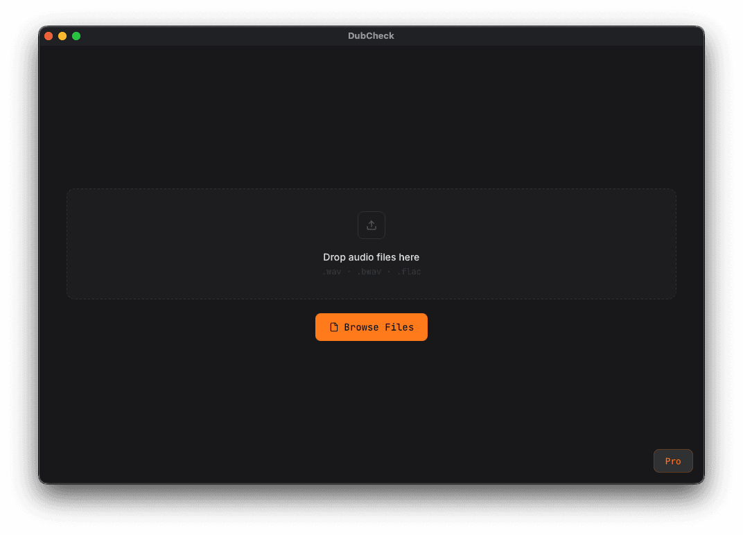 DubCheck empty state screen